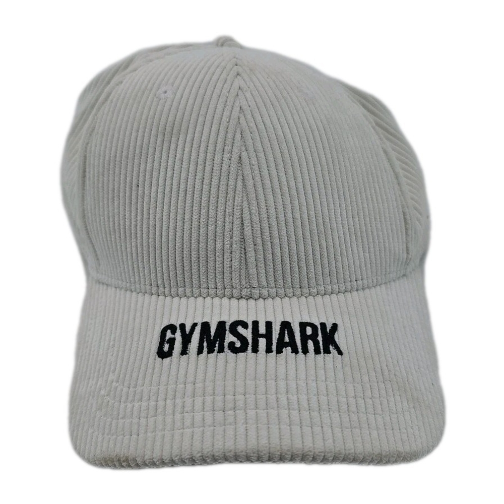 Gymshark Corduroy Baseball Cap Strapback White Black Text
